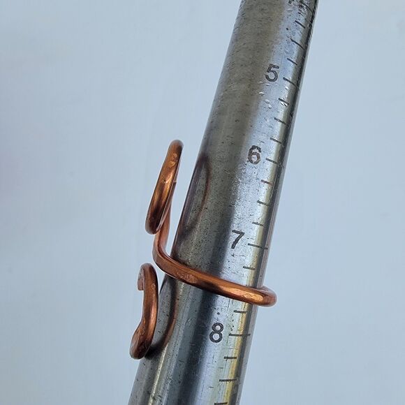 Artisan swirl Bypass ring copper adjustable sz 7.5 - Picture 5 of 5
